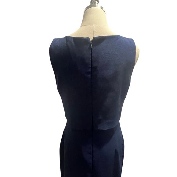 Badgley Mischka Blue Grommet Sheath Bateau Neckline Bow Retro Mini Dress Sz 6 - Picture 10 of 10